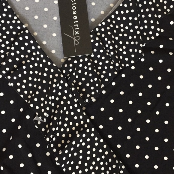 Plus Size Polka Dot Belted Fit & Flare Dress Black - Picture 6 of 7